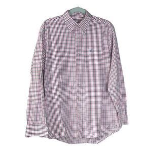Southern Tide Men's Medium Red‎ Blue Gingham Check Button Down Long Sleeve Shirt